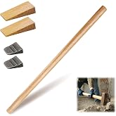 Bucherry 1 Sets 36" Replacement Hammer Handle Kit Includes 1 Sledge Hammer Handle Replacement, 2 Wood Wedges and 2 Steel Wedges for Decking Framing Carpentry Construction DIY Sledge Axe Tool