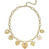INNERDIVA Heart Necklace, 18k Gold Plated Multiple Chunky Love Hearts Pendant Necklace for Women Jewelry Gifts