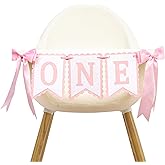 Bow First Birthday High Chair Banner - Pink Bow 1st Party Decoration,Coquette First High Chair Banner,Coquette One Birthday Photo Prop (bow 1st)