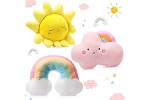Queekay 3 Pcs Moon Star Cloud Cushion Soft Plush Pillow Nursery Stuffed Throw Cushion Kids Cute Children Pillow for Baby Room Reading Nook Christmas Holiday Decorations Gifts