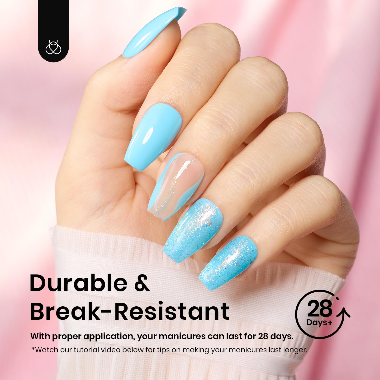 Beetles Gel Nail Tips Short Coffin Pre-Etched Nail Tips, 12 Sizes 288 Pcs Full Cover Soft Tips Half Matte False Nails Clear Acrylic Glue on Nails Extension DIY Manicure Gifts for Women - Image 6