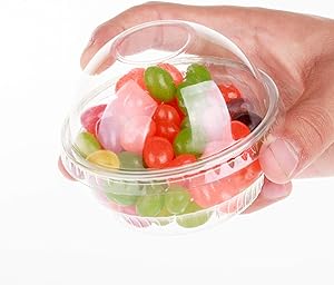 GOLDEN APPLE, 3.5oz Clear Plastic Cups for Ice Cream, Snack Bowl with Dome lids No Hole 30sets