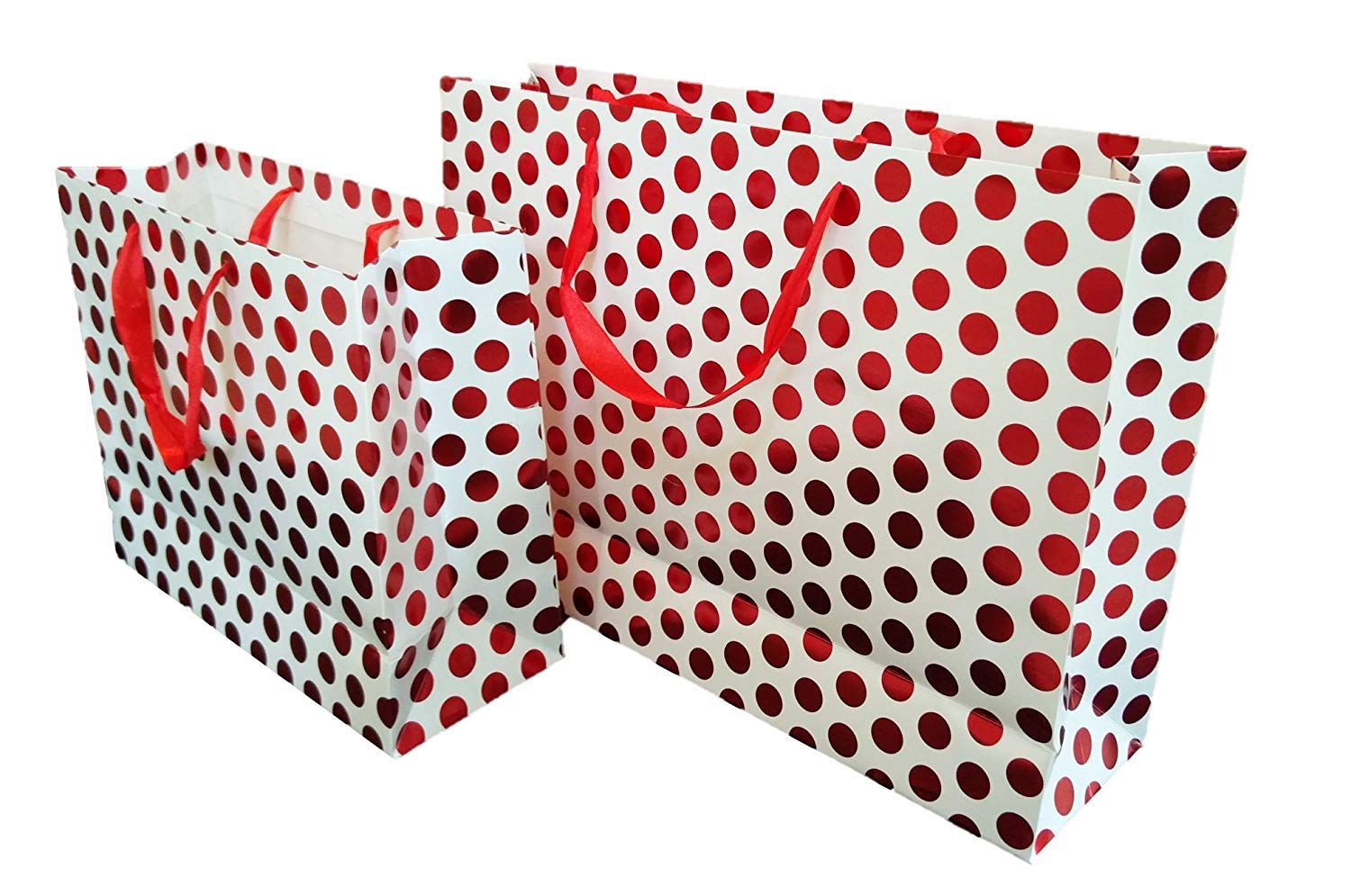 FlexiGoodsPolka Dots Gift Bags (4 Pack), Red