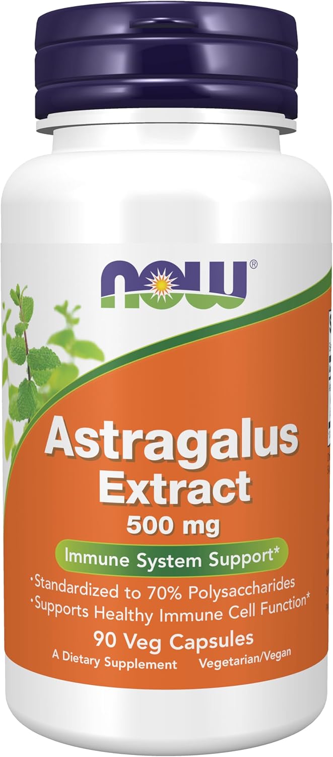 NOW Foods Immune Support Supplements, Astragalus Extract 500 mg (Standardized to 70% Polysaccharides), 90 Veg Capsules
