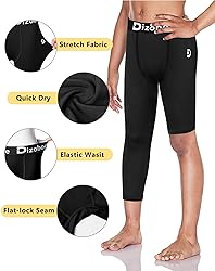 Dizoboee Youth Boys Compression Pants One Leg 3/4