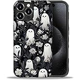 DAIZAG Case for iPhone 16 Pro Max, Halloween Ghost Black Flower Full-Body Design Hybrid Dual Protection Soft TPU + Hard PC, Shockproof & Scratch-Resistant Protective Cover Phone Case for Men Women