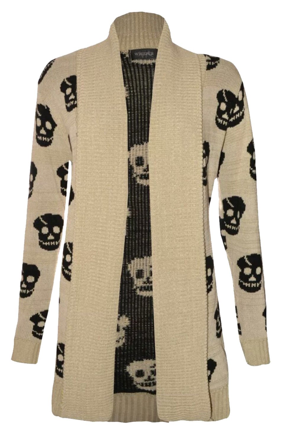 Thever Women Ladies Halloween Skull Skeleton Print Open Front Knitted Cardigan Halloween Day