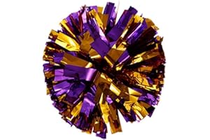 PUZINE 2pack/4pack 13" Cheerleading Metallic Foil & Plastic Ring Pom Poms Cheerleading Poms 100g