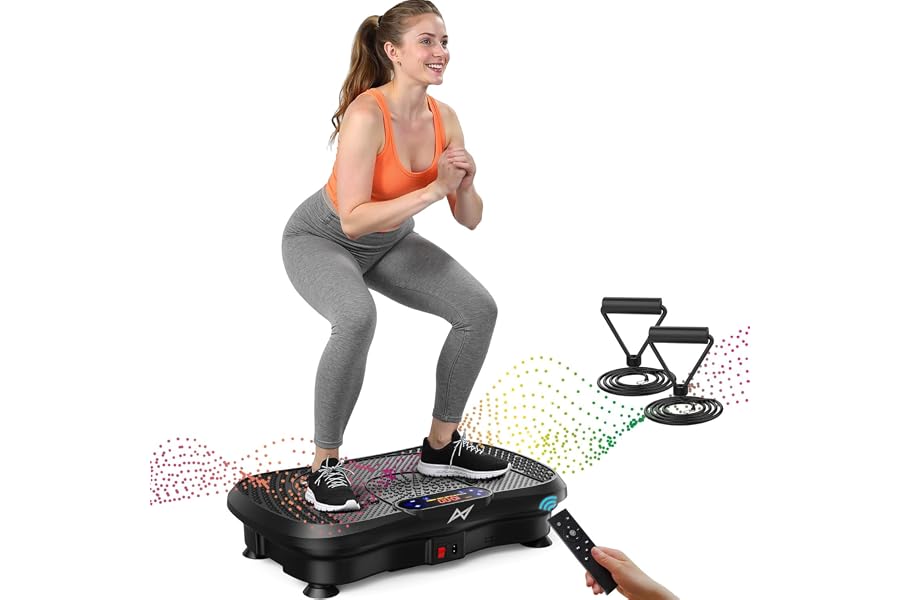 AXV Vibration Plate Exercise Machine Fitness Platform Body Vibrating Board | Curved Design 200W Powerful Oscillating 120 Leve