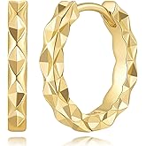 TAKUGI 14K Gold Hoop Earrings for Women Gold Earrings for Women Hoop Earring for Womens Hoops Starry Surface Sparkling Brightly Hypoallergenic Hoops Earring for Womens 18mm