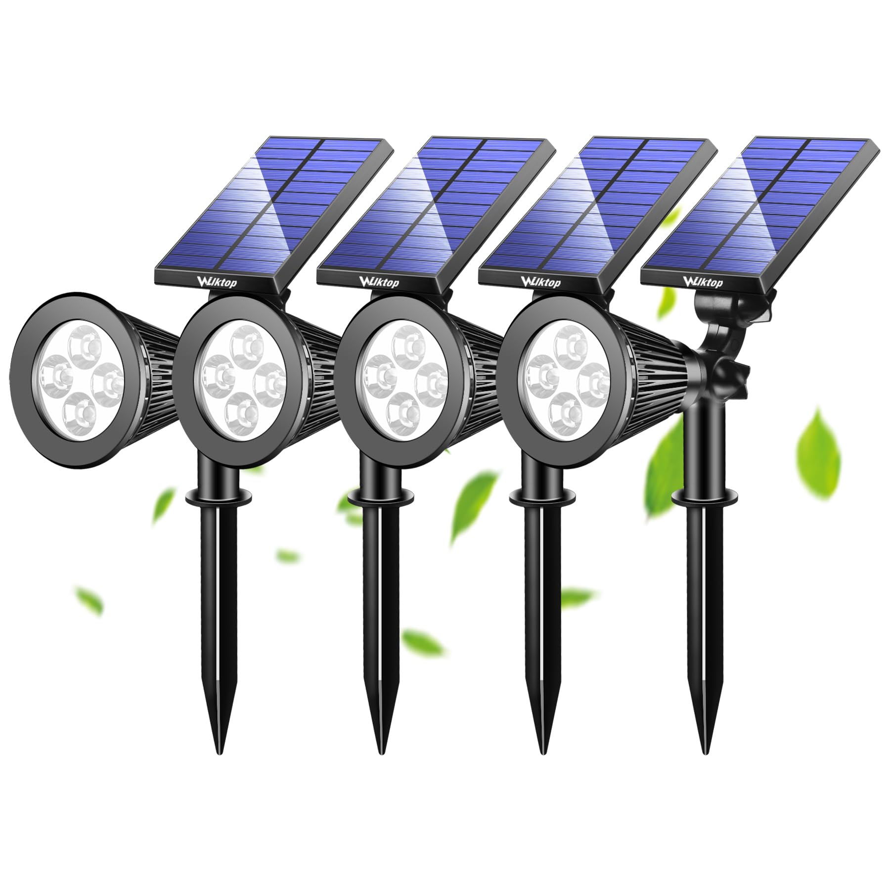 Wilktop Solarstrahler für Außen,LED Solar Strahler Solarleuchte Landscape 3th Version Superhelle Spotlight Solarbetriebene; Wasserdicht für die Hinterhöfe, Gärten, Rasen USW(4er;Warmweiß)