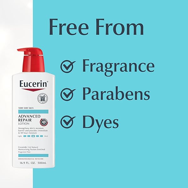 EUCERIN ADVANCED REPAIR BODY LOTION FOR VERY DRY SKIN, UNSCENTED LOTION FORMULATED WITH CERAMIDES, 16.9 FL OZ BOTTLE