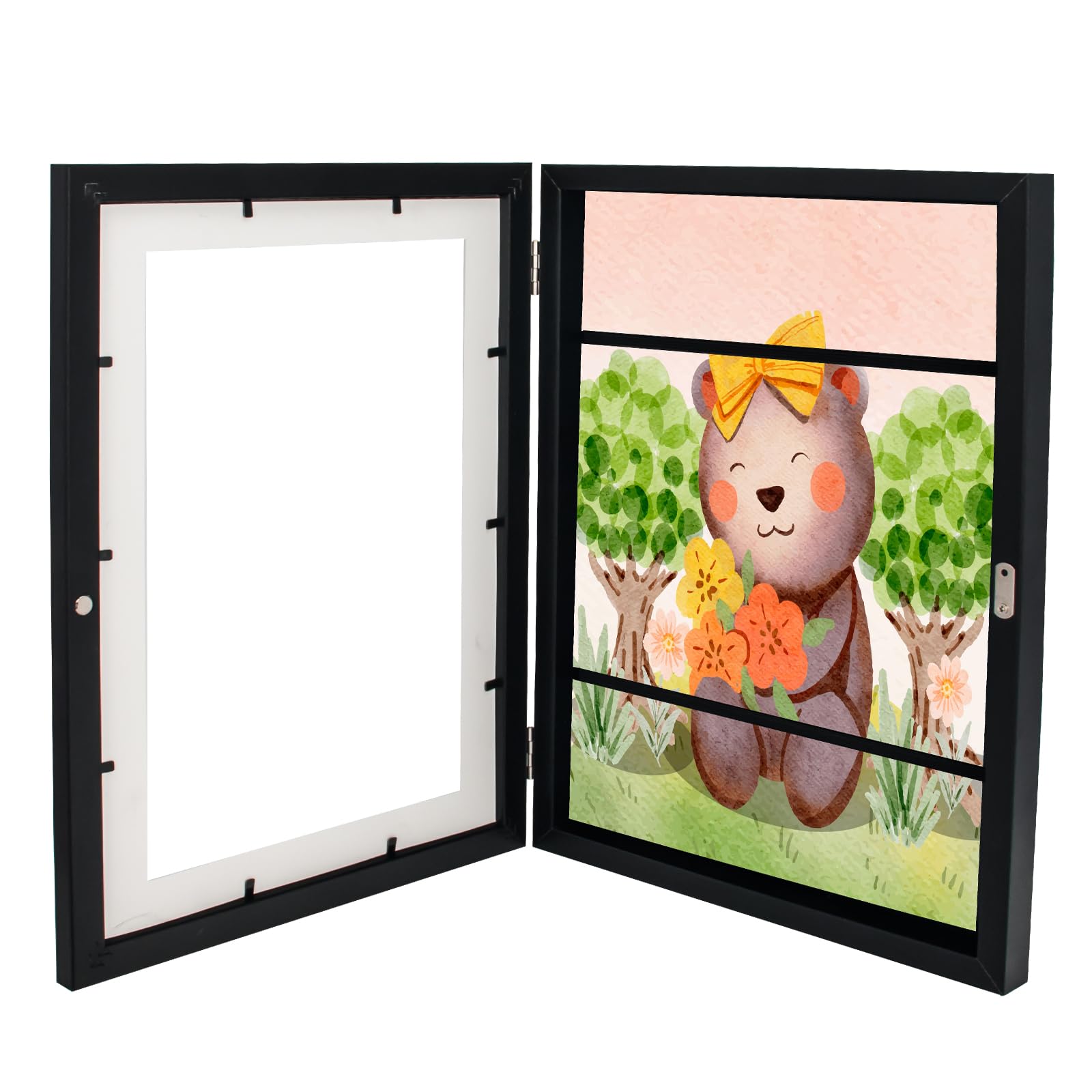 KoKoBin Children's Frame with Strap, Children's Art Frames Openable, Children's Frame Acrylic A4 (Black)