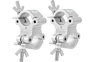 2 Inch Pro-Swivel Truss Clamp TUV, 2 Pack Eyeshot Heavy Duty 1100lb Swivel Coupler Truss Clamps, Dual Head Turn As Needed Two 360 Degree Lighting Clamps, Fit Pipe/Truss OD 48-52mm