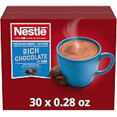 Nestle Hot Chocolate Mix, No Sugar Added, Fat Free, Single Packet, 30-Pack | Hot cocoa beverage mix; just add hot water; whipper mix; ideal for offices, hospitality and self-serve beverage stations