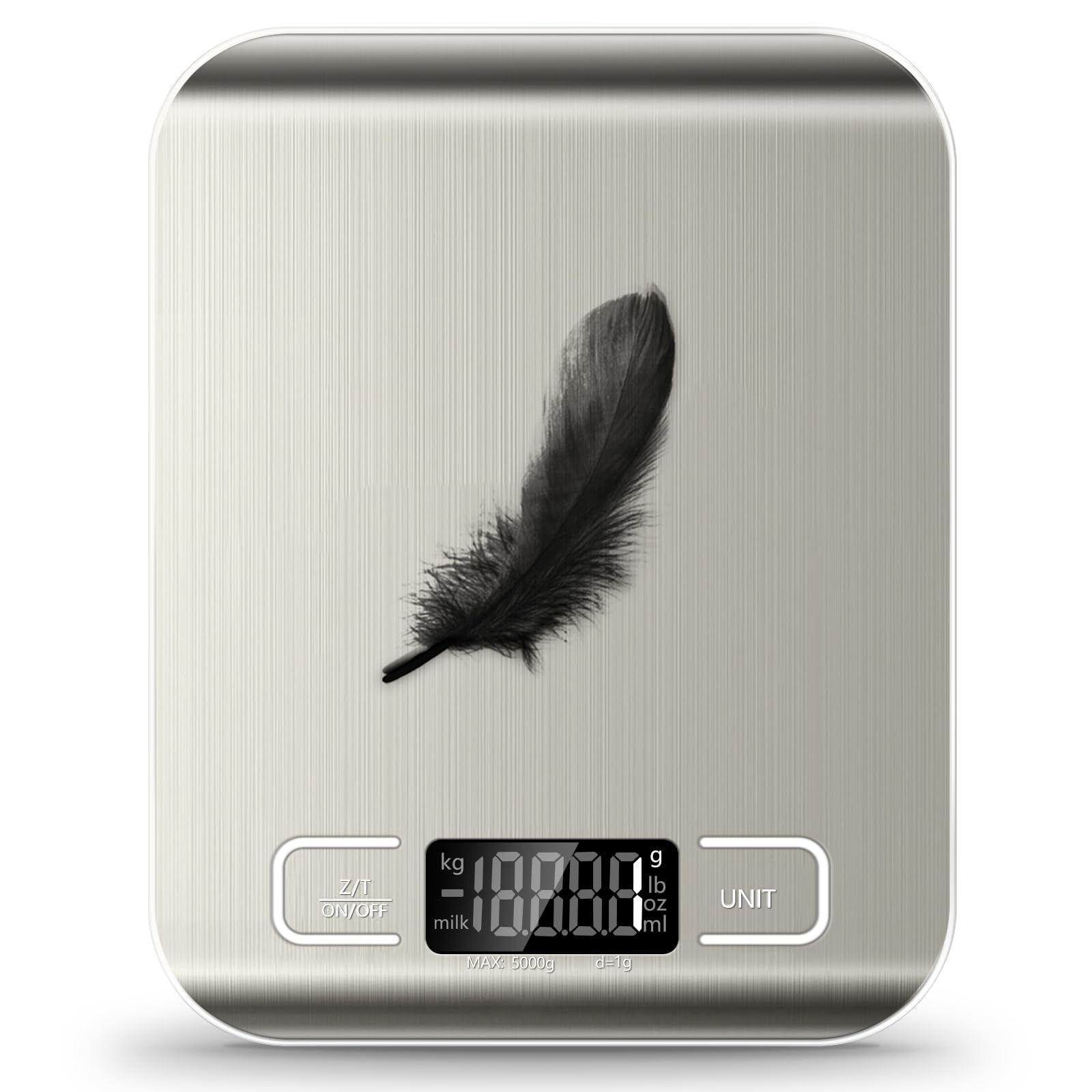 Photo 1 of Food Scale, 11lb Kitchen Scale with 6 Units Tare Function & LCD Display, 0.05oz/1g Stainless Steel Digital Food Scale Grams and Ounces for Baking, Cooking, Dieting and Meal Prep (Batteries Included)