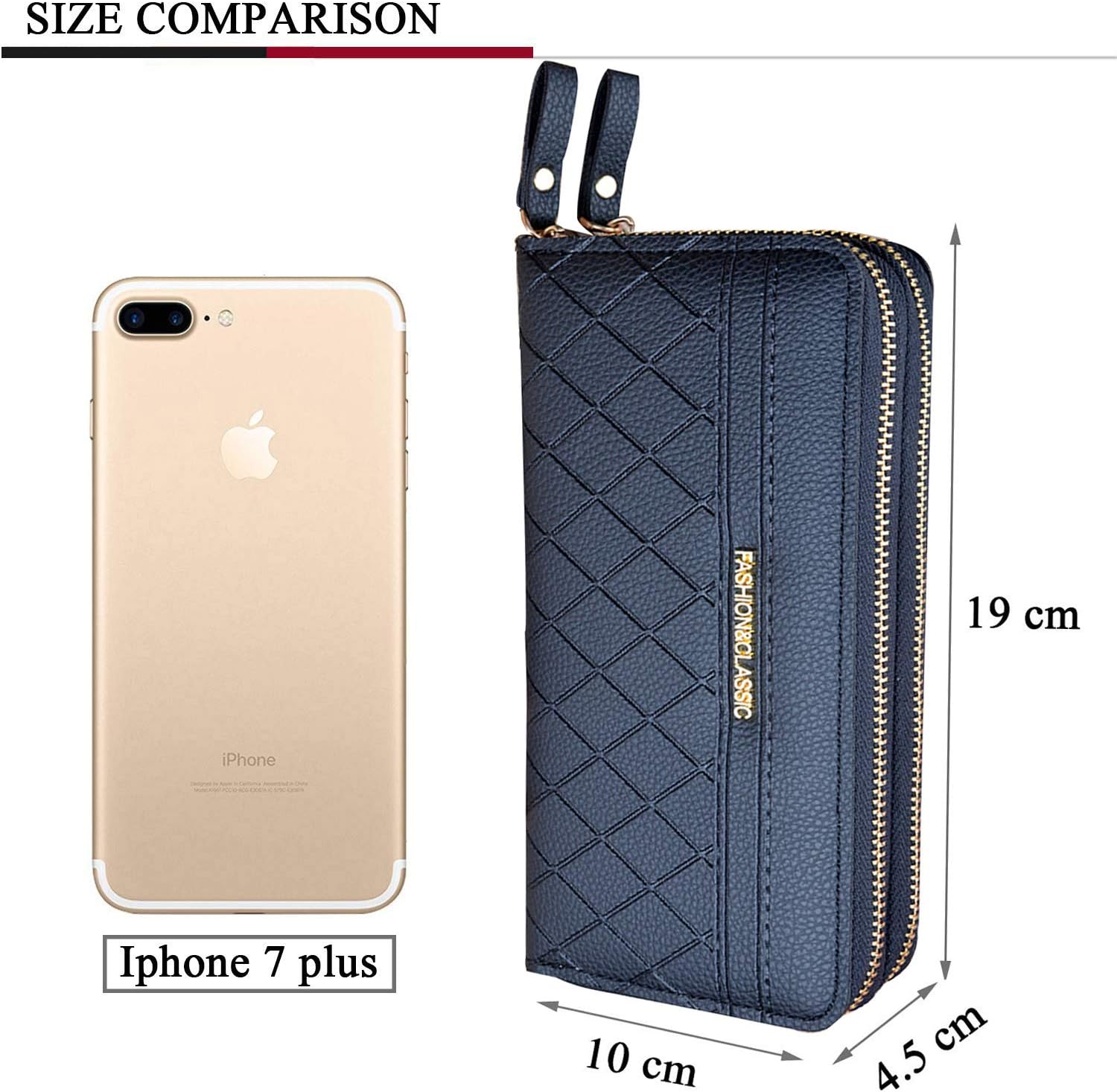 Yixuan Ladies Purse with Double Zipper Coin Purse PU Leather Phone Wallet for Women Large Capacity Long Clutch Wallet with Multiple Card Slots(Black1) - Image 5