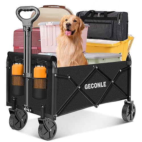 Festival Trolley Folding Trolley Cart with Wheels 100KG/220LBS - Portable Garden Wagon Cart with Drink Holders for Grocery Outdoor Sports Garden Camping