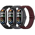 Bcuckood Elastic Bands Compatible with Xiaomi Smart Band 9/8 - Women Men, Stretchy Solo Loop Soft Nylon Elastic Strap Replacement Wristband, 3 PCS