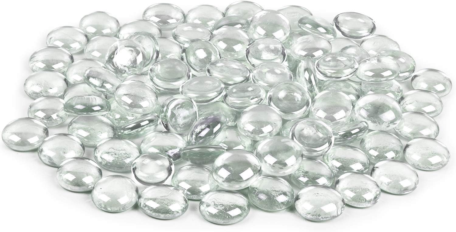 Vase Fillers - Galashield Glass Flat Clear Marbles Glass Pebbles Gems for Vase Fillers Stones Rocks (5 lbs Bag / 500-600 Stones)