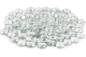 Galashield Glass Flat Clear Marbles Glass Pebbles Gems for Vase Fillers Stones Rocks (5 lbs Bag / 500-600 Stones)