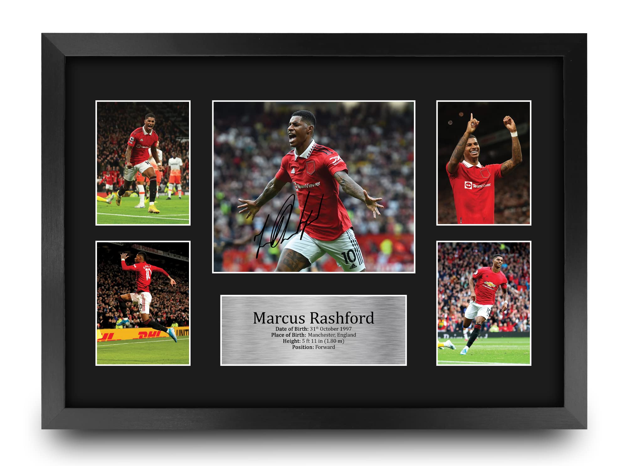 HWC Trading A3 FR Marcus Rashford Gift Signed Large Framed A3 Printed Autograph Print Photo Picture Display