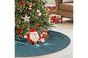 Juya Delight Christmas Tree Skirt Sequin Tree Skirt 48-Inch Teal