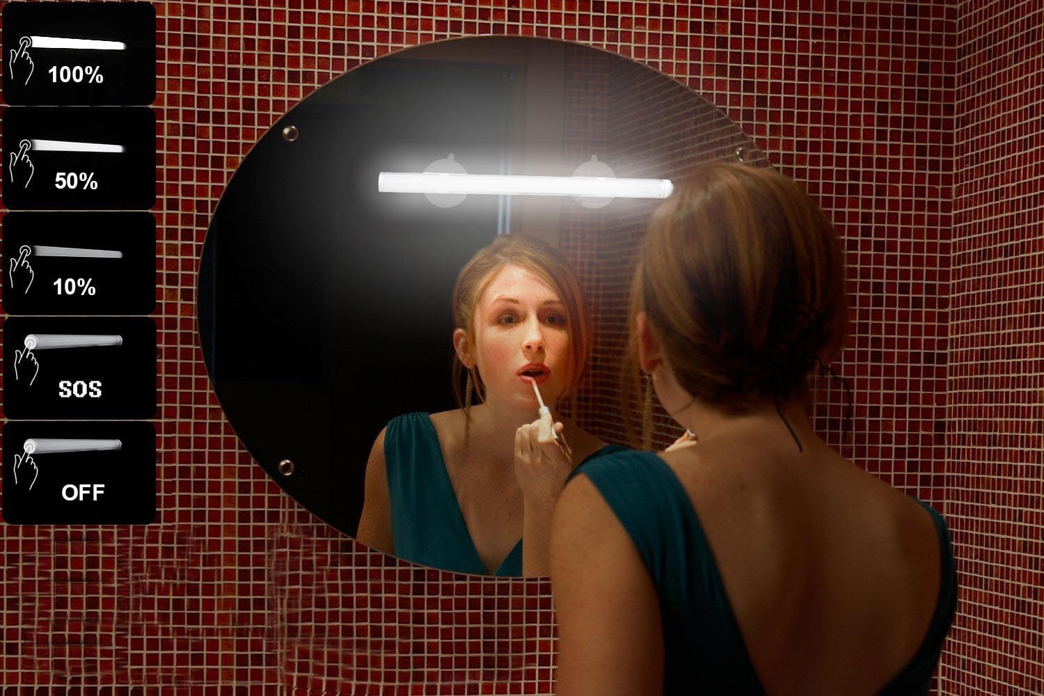 LED Mirror Lights, Portable Vanity Lights | Simulated Daylight | 4 Brightness Level Touch Control | Rechargeable, Cordless Makeup Lights. - - 