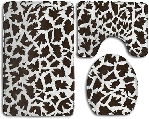 Amazon Com Happybeth Animal Fur Print Bathroom Rug Mats Set 3 Piece Non Slip Bath Rugs Toilet Seat Cover Contour Mat Home Kitchen