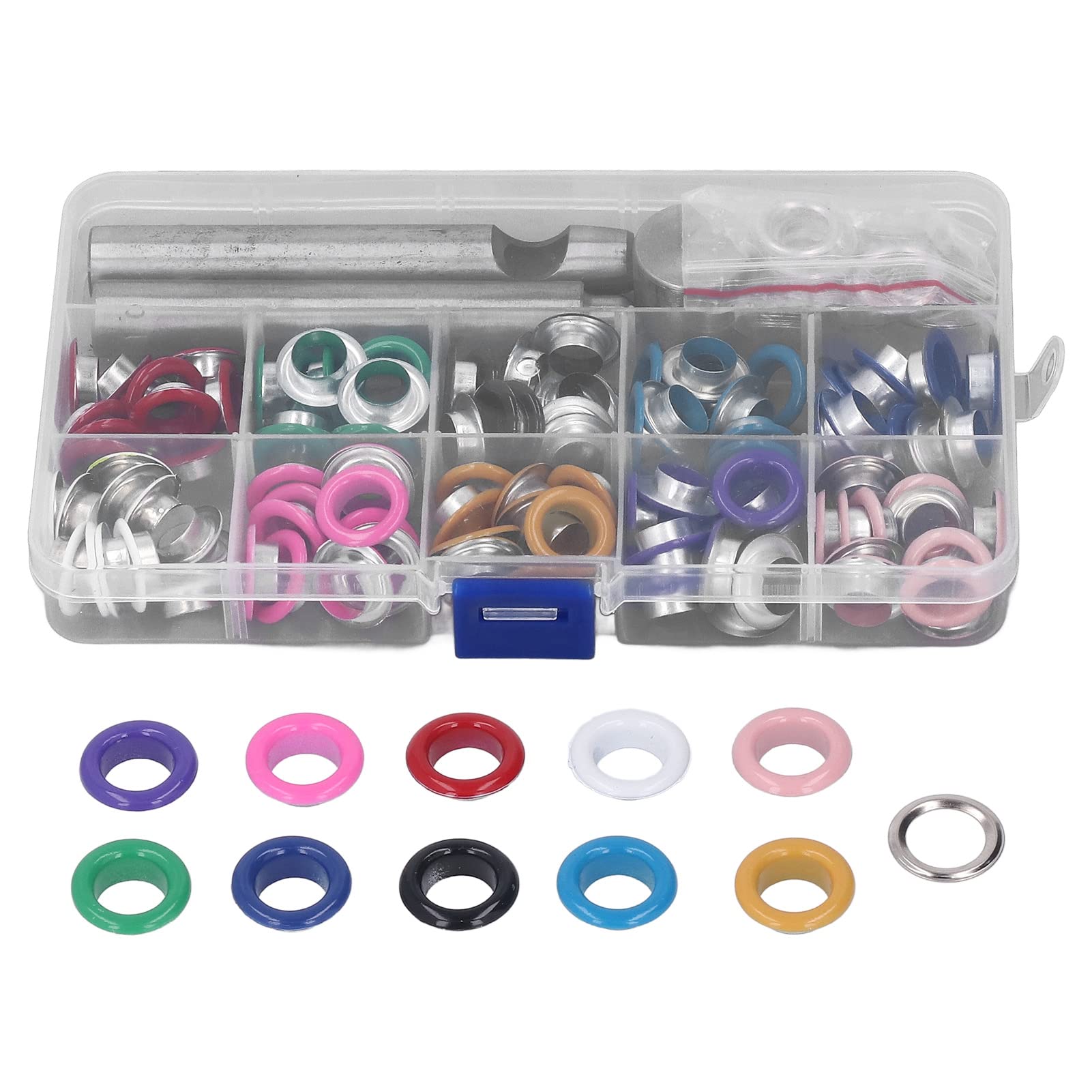 Photo 1 of 10mm Multi Color Grommet Kit,Metal Eyelets Kits Shoe Eyelets Grommet Sets Grommets and Eyelets with Install Tool for Shoes Bags Clothing Shoelaces