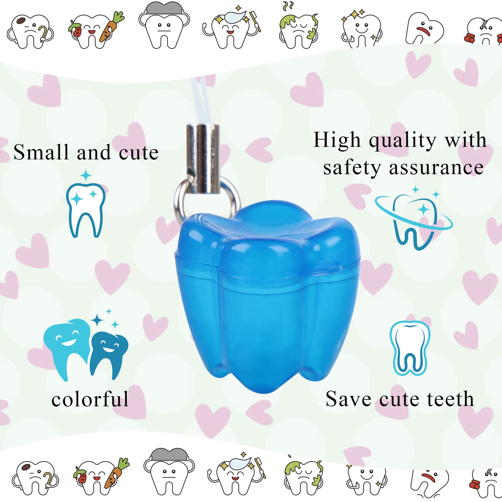 50-Piece Tooth Saver Necklaces, Tooth Necklace Little Box for Lost Teeth, Milk Teeth Storage Cases for Children Tooth Fairy Bag School Classroom Party Supply
