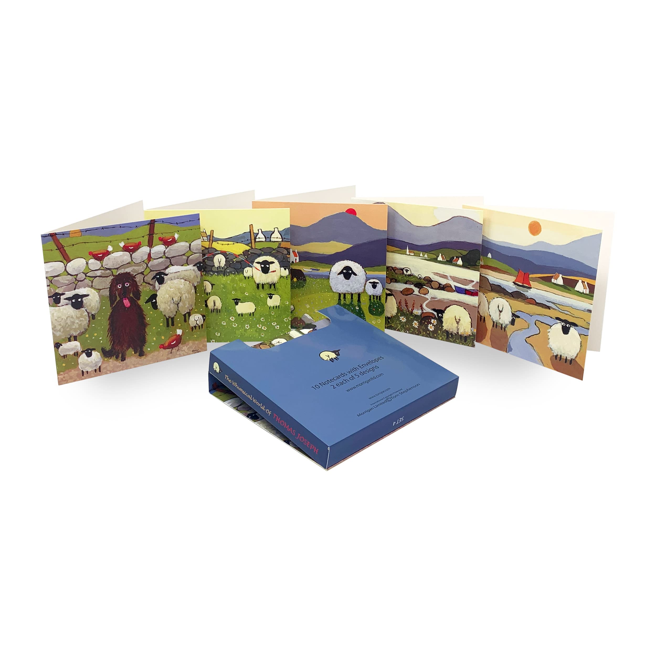 Whimsical World of Thomas Joseph Greeting Cards - 10 Sheep Notelets with envelopes - All Occasion Blank Cards - Thank you Card, Birthday Card, Sympathy Card - Pack 4
