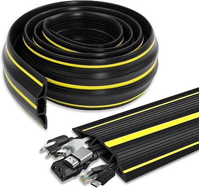 KOLAKO Floor Cord Cover 2m Rubber Wire Protector 3 Channels Outdoor Indoor