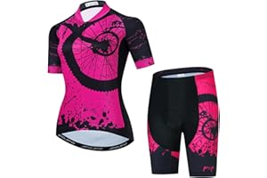 HIMYBB Women's Cycling Jersey Set Bike Shirt Reflective+5D Padded Shorts S-3XL