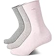Calvin Klein Womens Crew Socks - 3 Pack Soft Cotton Blend Roll Cuff Mini/Mid Crew Dress Socks for Women (Shoe Size: 4-10)