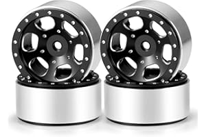 RCLIONS 1.3inch Aluminium Beadlock Wheel Rims 70g for TRX4M SCX24 1/24 1/18 Scale RC Crawler Car Upgrade Parts (Black)