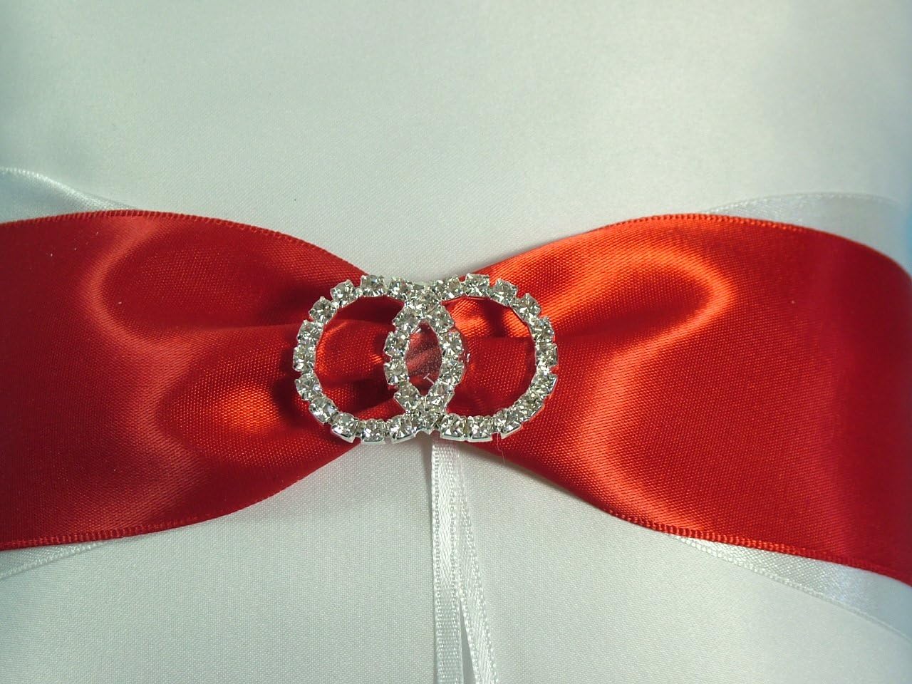 Amazon Com Red Satin Sash Infinity Ring Accent White Satin