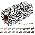 Christmas Twine，328 Feet Cotton Twine Natural Twine String Cords for Crafts, Wrapping Gifts, Hanging Ornaments,Kitchen,Gardening(Black and white)