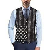 Dremagia Men's Suit Vest Slim Fit Herringbone Waistcoat Buttons Formal Suit Vests, Size S-4XL