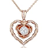 18K Gold Plated over Sterling Silver Rose Heart Necklace Birthday Gifts for Women-Adjustable Chain Jewelry gift for her, Girlfriend, Wife, Mom on Birthday, Anniversary