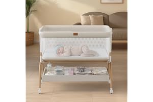 Baby Bassinet Bedside Crib, 3-in-1 Baby Bassinet Bedside Sleeper, Full-Mesh Sides, 6-Height Adjustable, Stable and Secure Cri