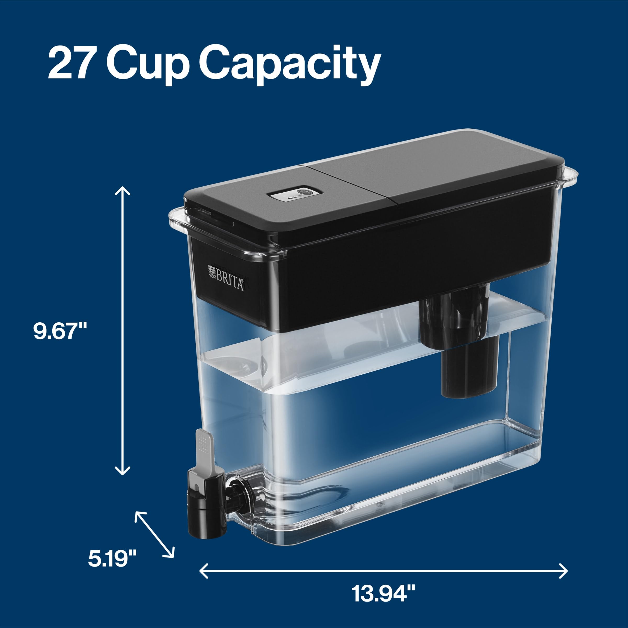 Brita Water Dispenser, UltraMax Elite Filter, Removes 99% of Lead, Includes 1 Filter, 27-Cup Capacity, Black