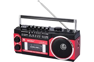 BAIJIALI Portable Cassette Player with AM/FM/SW Radio & BT, Boombox for Home and Travel, Record from Radio, Play via SD/USB, Headphone Jack, AC/Battery Power