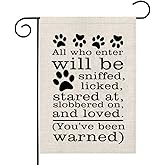 PWHAOO Dogs Welcome Merch You've been Warned Garden Flag Dog Owners Garden Flag Dog Lover Gift (All who enter F)
