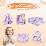 MeMoreCool 10-Piece Kids Modular Couch Glow Sofa Rainbow view 3