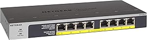 NETGEAR 8-Port Gigabit Ethernet Unmanaged PoE Switch (GS108LP) - with 8 x PoE+ @ 60W Upgradeable, Desktop/Rackmount, and ProSAFE Limited Lifetime Protection