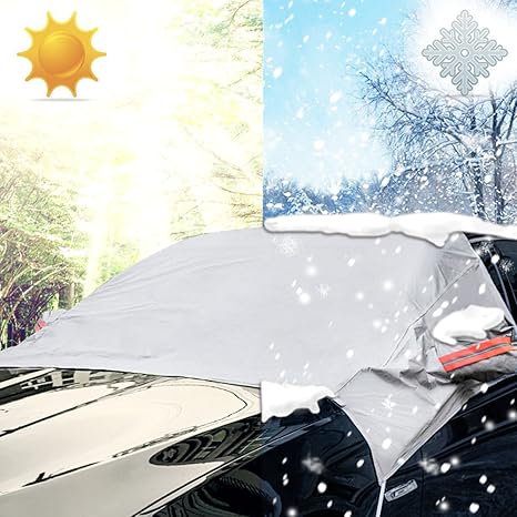 iZoeL Frontscheibenabdeckung Abdeckung für Frontscheibe Frostschutz Schneeschutz Sonnenschutz Windschutz für Auto mit Autospi