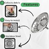 tifanso 78mm Kitchen Sink Strainer Plug Stainless Steel 2 Pack UK Sinks view 5