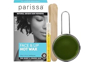 Parissa Natural Face & Lip Hard Wax Kit | No-Strip Hot Wax for Coarse Facial Hair | Sensitive Skin Formula with Post-Wax Oil | 3.5 oz (100 g)