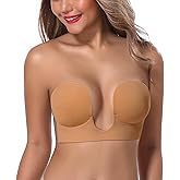 JOATEAY Sticky Bra - Deep Plunge Strapless Push Up Reusable Underwire Adhesive Bra for Women Backless Dress Partywear Wedding